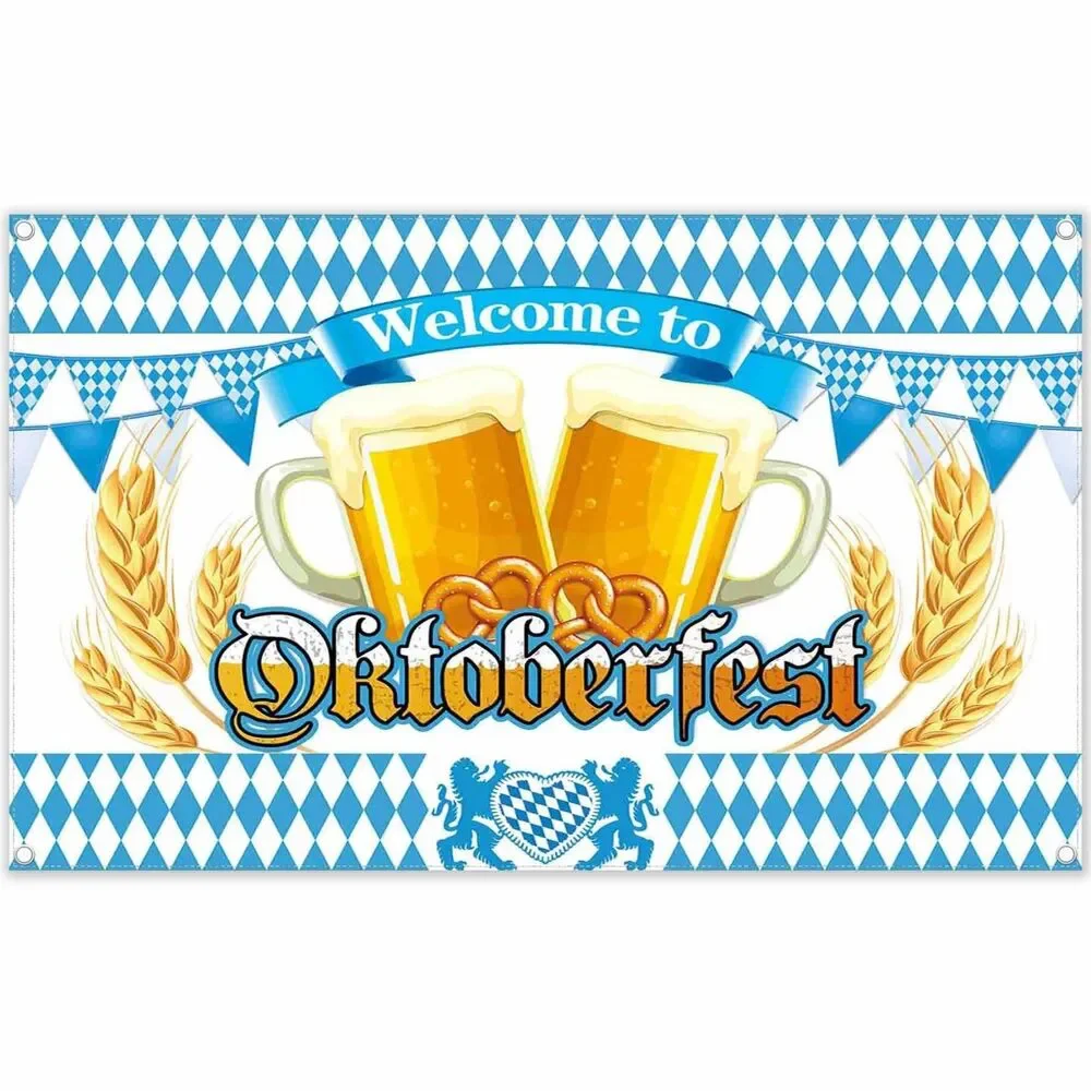 72 x 43 Inch Fabric Oktoberfest Background Cheers Beer Theme Banner